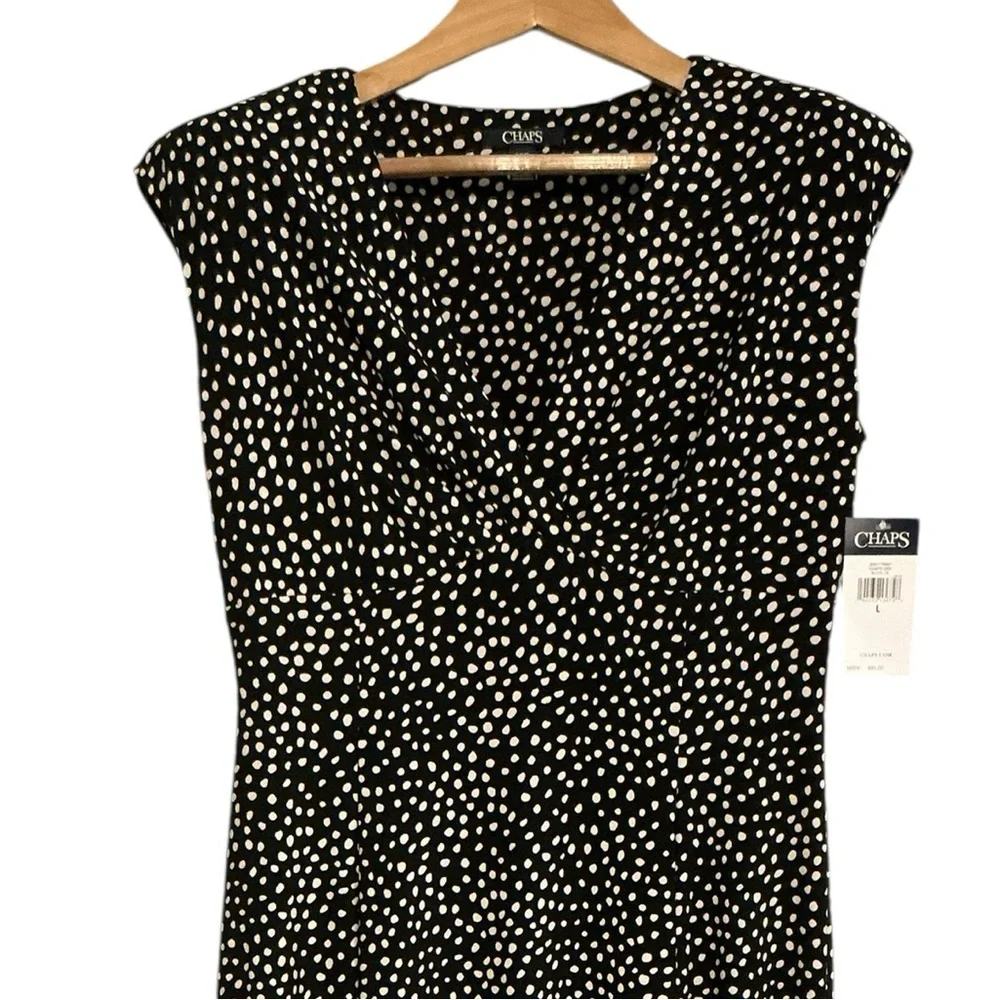 NWT Chaps Black and White Polka Dot Midi Dress size L - Picture 4 of 7